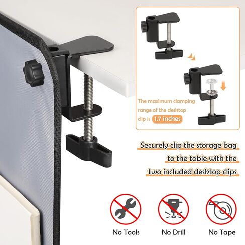 حقيبة تخزين معلقة للمكتب مع حامل أكواب منظم مكتب معلق أكسفورد 2 في 1 منظم معلق لتخزين المجلات والأقلام والهواتف المحمولة والمشروبات والوجبات الخفيفة (رمادي) in Kuwait