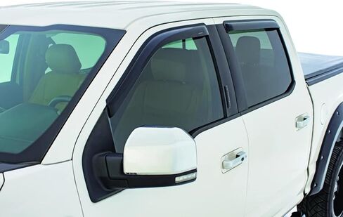 التدافع RealTruck | عاكسات الرياح الجانبية من نوع Tape-Onz | 2015 - 2023 فورد F-150/F-250/F-350/F-450/F-550 (تشمل 17-23 F-150 رابتور) سوبر كرو - دخاني، 4 قطع. | 61100-2 in Kuwait