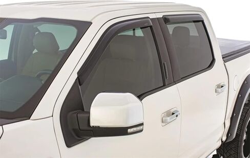 التدافع RealTruck | عاكسات الرياح الجانبية من نوع Tape-Onz | 2015 - 2023 فورد F-150/F-250/F-350/F-450/F-550 (تشمل 17-23 F-150 رابتور) سوبر كرو - دخاني، 4 قطع. | 61100-2 in Kuwait