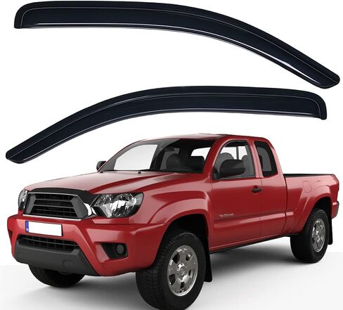 Lightronic WV192706 in-Channel Side Window Visor Deflector Rain Guard, Dark Smoke, 2-Pieces Set, Fits 2005-2015 Toyota Tacoma Access Cab in Saudi Arabia