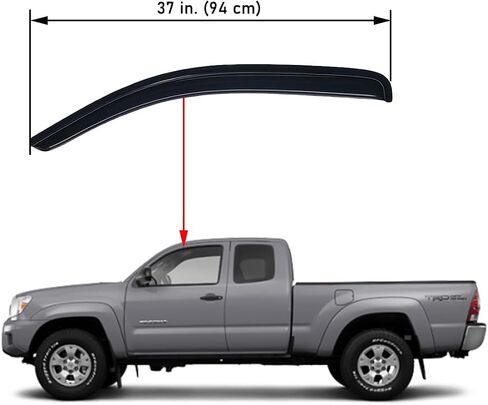 Lightronic WV192706 in-Channel Side Window Visor Deflector Rain Guard, Dark Smoke, 2-Pieces Set, Fits 2005-2015 Toyota Tacoma Access Cab in Saudi Arabia