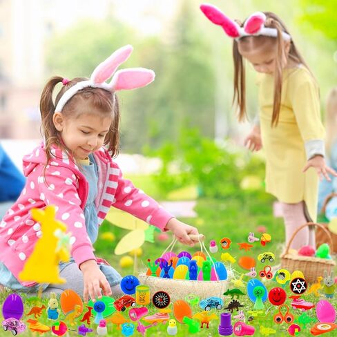 [6 بيضات ذهبية مفاجئة] 100 قطعة من بيض عيد الفصح المملوء مسبقًا بألعاب متنوعة، 100 حشو بيض عيد الفصح البلاستيكي مع ألعاب تململ، صيد بيض عيد الفصح ملء سلة عيد الفصح للأطفال الصغار الأولاد والبنات in Kuwait