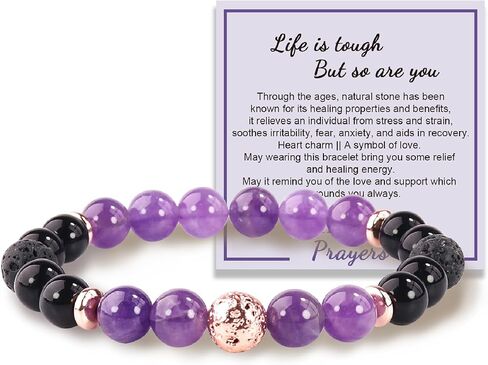 Natural Stone Healing Bracelet, Get Well Soon Gifts for Women, Cancer Patient Healing Thoughts Gift After Surgery Illness with Meaningful Message Card (African Turquoise) in Saudi Arabia