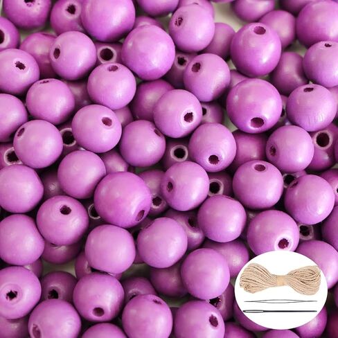 150 قطعة من الخرز الخشبي الأصفر مع فتحة كبيرة، خرز دائري فضفاض لوازم خرز فاصل طبيعي لقلادة إكليل مطرزة في المزرعة لصنع ديكور المنزل - 18 مم in Kuwait