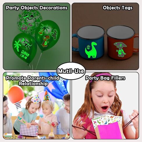 24 ورقة وشم مؤقت على شكل ديناصور للأطفال الأولاد، لوازم حفلات الديناصورات لوازم أكياس الهدايا الجيدة، ألعاب حشو الزينة، تتوهج في الظلام، ملصقات وشم مضيئة لطيفة للأطفال in Kuwait