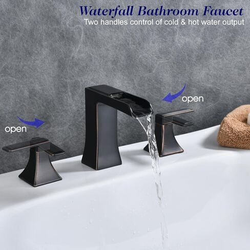 Waterfall Roman tub Faucet with Valve, 2-Handle Widespread Tub Filler,Waterfall Bathroom Faucets for Sink 3 Hole,2 Handles Brushed Nickel Bathroom Faucet,Modern Bathroom Faucets in Saudi Arabia