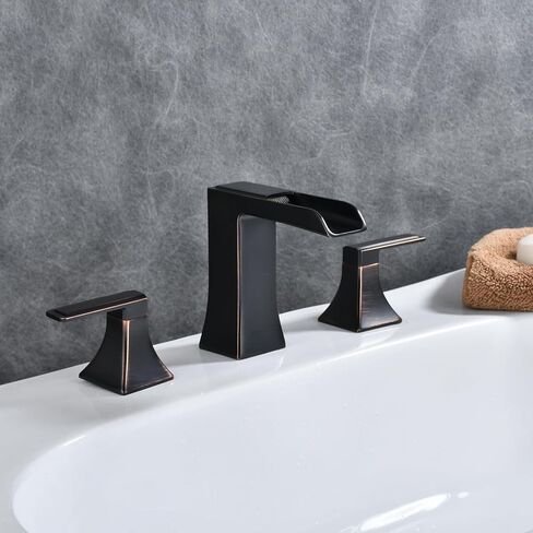 Waterfall Roman tub Faucet with Valve, 2-Handle Widespread Tub Filler,Waterfall Bathroom Faucets for Sink 3 Hole,2 Handles Brushed Nickel Bathroom Faucet,Modern Bathroom Faucets in Saudi Arabia
