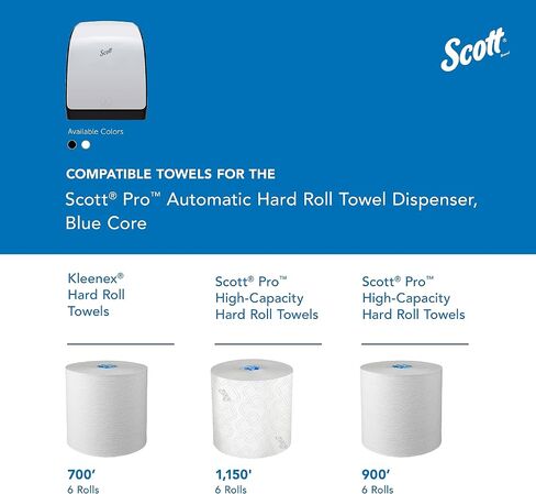 نظام توزيع المناشف الورقية الأوتوماتيكي من Scott Kimberly-Clark Pro (34349)، لمناشف Blue Core Scott® Pro Roll، أبيض، 1 / ​​علبة، 12.66 بوصة × 16.44 بوصة × 9.18 بوصة in Saudi Arabia