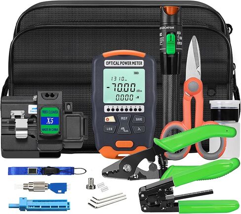 مجموعة أدوات إنهاء الألياف الضوئية X5 Black Fiber Cleaver D7 OPM -70~+10dbm مقياس الطاقة الضوئية 30 كجم محدد الأعطال البصرية VFL 30mw مجموعة أدوات كابلات الألياف الضوئية FTTH مع محول FC-LC in Saudi Arabia