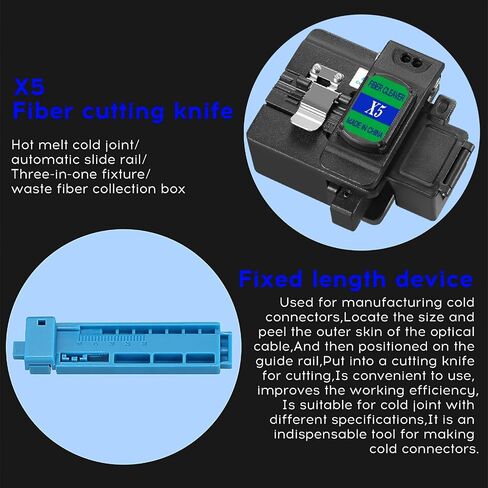 مجموعة أدوات إنهاء الألياف الضوئية X5 Black Fiber Cleaver D7 OPM -70~+10dbm مقياس الطاقة الضوئية 30 كجم محدد الأعطال البصرية VFL 30mw مجموعة أدوات كابلات الألياف الضوئية FTTH مع محول FC-LC in Saudi Arabia