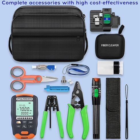 مجموعة أدوات إنهاء الألياف الضوئية X5 Black Fiber Cleaver D7 OPM -70~+10dbm مقياس الطاقة الضوئية 30 كجم محدد الأعطال البصرية VFL 30mw مجموعة أدوات كابلات الألياف الضوئية FTTH مع محول FC-LC in Saudi Arabia