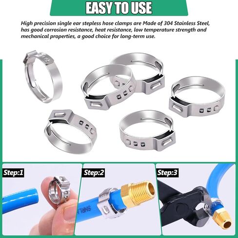 Twidec/50 قطعة 3/4 بوصة PEX Cinch Clamp، حلقات تجعيد Pex من الفولاذ المقاوم للصدأ، مشابك خرطوم أذن واحدة لوصلات تركيب أنابيب Pex N-057-50PCS in Saudi Arabia