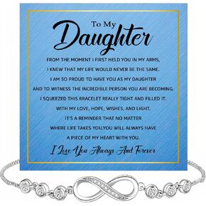 To My Daughter Bracelet From Dad And Mom With Heartfelt Message & Elegant Box, Valentines Day Gifts For Daughter, Bracelet Gift From Daddy Mommy On Birthday, Graduation, Wedding, Christmas in Kuwait