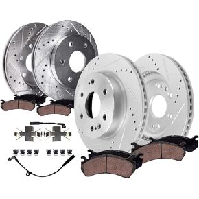 Detroit Axle - 8pc مجموعة الفرامل لـ Chevy GMC Silverado Sierra Sierra 1500 Yukon XL Escalade ESV حفر ودوار فرامل فرامل محفوفة in Saudi Arabia