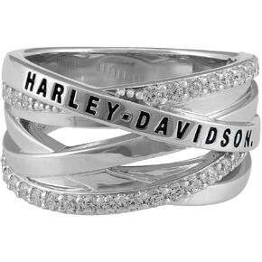 Harley-Davidson Women's Twisted Bling H-D Crystal Band Ring - Sterling Silver in Saudi Arabia