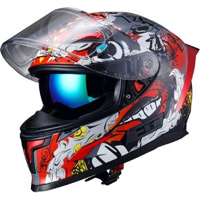 Beon Full Face Potorcycle Helmet ، خوذة دراجة في الشوارع مع أقنعة واضحة وملونة وفتحات متعددة ، معتمدة Motocross Casco Dot للرجال البالغين نساء in Kuwait