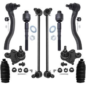 Detroit Axle - Front 10pc Suspension Kit for 13-15 Acura ILX, 12-15 Honda Civic, 2 Lower Ball Joints 4 Tie Rod Ends 2 Sway Bar Links 2 Boots + Bellows 2012 2013 2014 2015 Replacement in Saudi Arabia