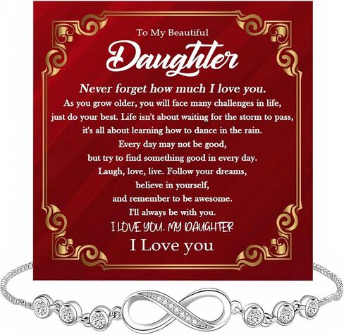 To My Daughter Bracelet From Dad And Mom With Heartfelt Message & Elegant Box, Valentines Day Gifts For Daughter, Bracelet Gift From Daddy Mommy On Birthday, Graduation, Wedding, Christmas in Saudi Arabia