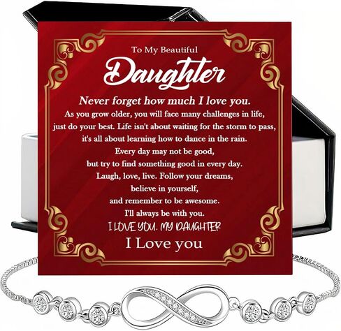 To My Daughter Bracelet From Dad And Mom With Heartfelt Message & Elegant Box, Valentines Day Gifts For Daughter, Bracelet Gift From Daddy Mommy On Birthday, Graduation, Wedding, Christmas in Saudi Arabia
