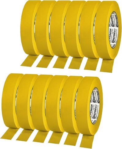 Professional Auto Body Painters Tape, Yellow, 1.41in x 60 yards/3 Rolls, Heat Resistant, No Residue, UV & Moisture Resistant, Ideal for Auto Body Painting, Cars, Trucks, Motorcycles in Saudi Arabia