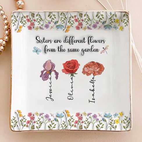Personalized Birth Flower It Takes A Long Time To Grow An Old Friend Jewelry Dish Friendship Gift For Bestie Sisters Best Friend Floral Jewelry Tray Decor Gifts On Christmas Birthday in Saudi Arabia