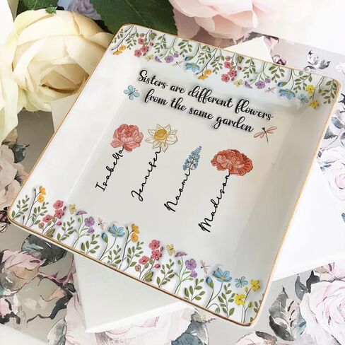 Personalized Birth Flower It Takes A Long Time To Grow An Old Friend Jewelry Dish Friendship Gift For Bestie Sisters Best Friend Floral Jewelry Tray Decor Gifts On Christmas Birthday in Saudi Arabia