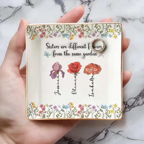 Personalized Birth Flower It Takes A Long Time To Grow An Old Friend Jewelry Dish Friendship Gift For Bestie Sisters Best Friend Floral Jewelry Tray Decor Gifts On Christmas Birthday in Saudi Arabia