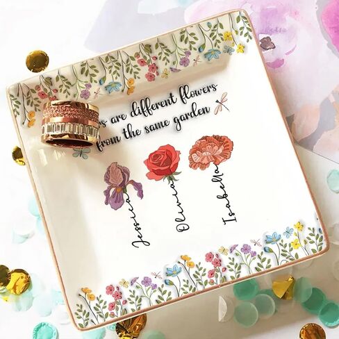 Personalized Birth Flower It Takes A Long Time To Grow An Old Friend Jewelry Dish Friendship Gift For Bestie Sisters Best Friend Floral Jewelry Tray Decor Gifts On Christmas Birthday in Saudi Arabia