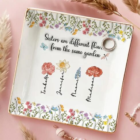 Personalized Birth Flower It Takes A Long Time To Grow An Old Friend Jewelry Dish Friendship Gift For Bestie Sisters Best Friend Floral Jewelry Tray Decor Gifts On Christmas Birthday in Saudi Arabia