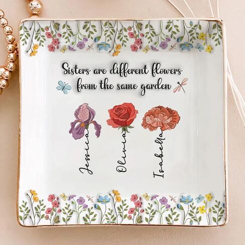 Personalized Birth Flower It Takes A Long Time To Grow An Old Friend Jewelry Dish Friendship Gift For Bestie Sisters Best Friend Floral Jewelry Tray Decor Gifts On Christmas Birthday in Saudi Arabia