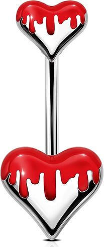 OUFER 14G Belly Button Rings, Melting Heart Belly Piercing Jewelry, 316L Surgical Steel Navel Piercing Jewelry, Belly Button Piercing For Women in Saudi Arabia