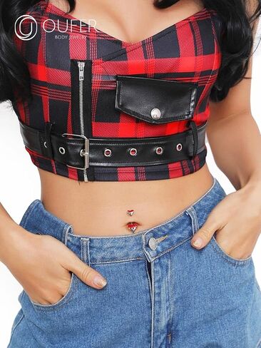OUFER 14G Belly Button Rings, Melting Heart Belly Piercing Jewelry, 316L Surgical Steel Navel Piercing Jewelry, Belly Button Piercing For Women in Saudi Arabia