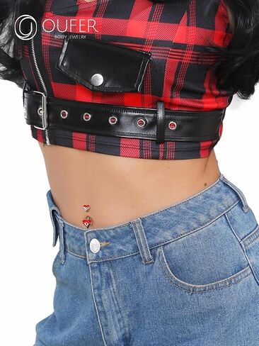 OUFER 14G Belly Button Rings, Melting Heart Belly Piercing Jewelry, 316L Surgical Steel Navel Piercing Jewelry, Belly Button Piercing For Women in Saudi Arabia