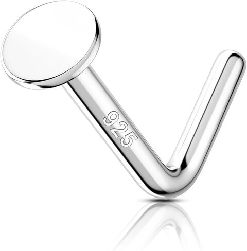 COCHARM 925 Sterling Silver Nose Stud 20g Flat Round Nose Ring Stud L Shaped Nose Piercing Stud Flat Top 2MM 3MM Nostril Piercing Jewelry for Women in Saudi Arabia