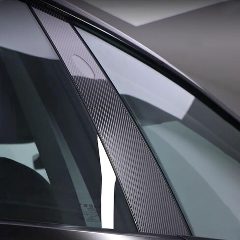 for 2025 Tesla Model Y Juniper PPF Precut Car Paint Protective Film Self Adhesive PET Car Wrap Film Scratch Protector Exterior Accessories Black (Carbon Fibre, B Pillar) in Saudi Arabia