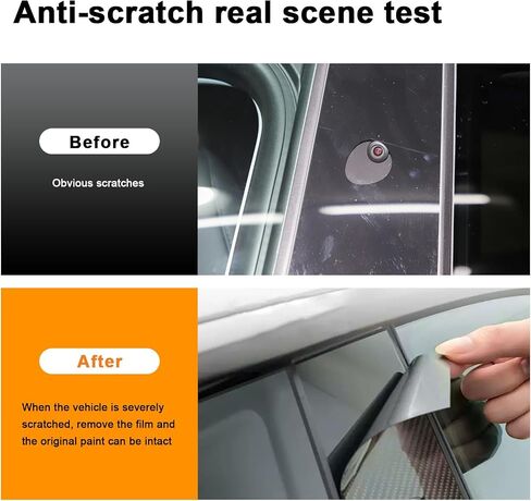 for 2025 Tesla Model Y Juniper PPF Precut Car Paint Protective Film Self Adhesive PET Car Wrap Film Scratch Protector Exterior Accessories Black (Carbon Fibre, B Pillar) in Saudi Arabia