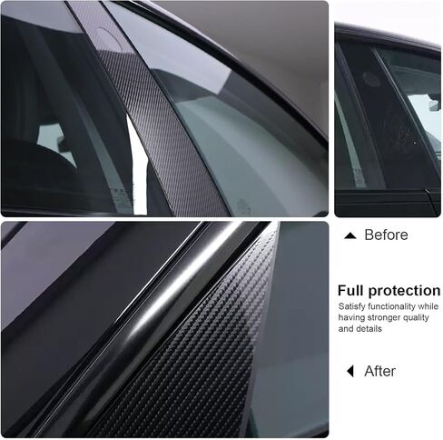 for 2025 Tesla Model Y Juniper PPF Precut Car Paint Protective Film Self Adhesive PET Car Wrap Film Scratch Protector Exterior Accessories Black (Carbon Fibre, B Pillar) in Saudi Arabia