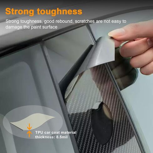 for 2025 Tesla Model Y Juniper PPF Precut Car Paint Protective Film Self Adhesive PET Car Wrap Film Scratch Protector Exterior Accessories Black (Carbon Fibre, B Pillar) in Saudi Arabia