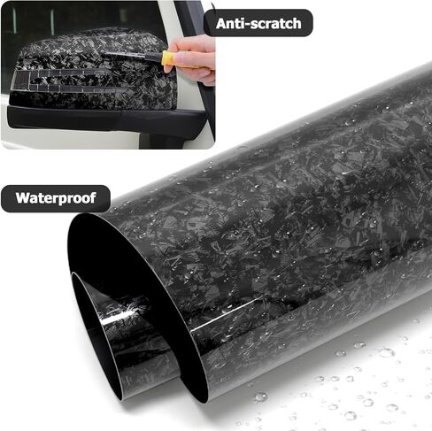 Forged Carbon Fiber Vinyl Wrap for Cars, High Gloss Crushed Stone Car Wrap Vinyl Roll, PVC Self-Adhesive DIY Auto Sticker Decal (Silver, 1ft x 5ft) in Saudi Arabia