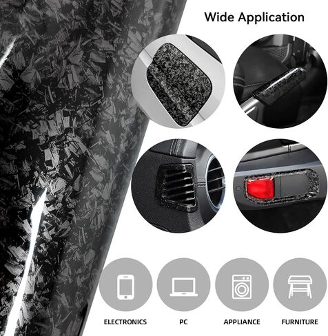 Forged Carbon Fiber Vinyl Wrap for Cars, High Gloss Crushed Stone Car Wrap Vinyl Roll, PVC Self-Adhesive DIY Auto Sticker Decal (Silver, 1ft x 5ft) in Saudi Arabia