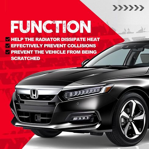 KUAFU 3pcs Front Grille & Eyelid Cover Set Compatible for 2018-2020 Honda Accord 10th Gen Sedan, Glossy Black ABS Upper Grille, Bumper Lip & Trim Molding in Saudi Arabia