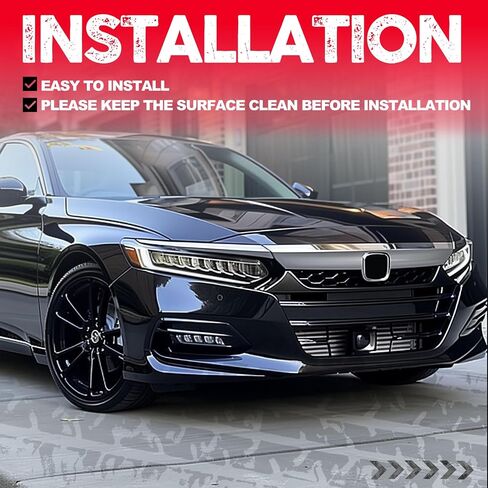 KUAFU 3pcs Front Grille & Eyelid Cover Set Compatible for 2018-2020 Honda Accord 10th Gen Sedan, Glossy Black ABS Upper Grille, Bumper Lip & Trim Molding in Saudi Arabia