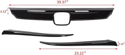 KUAFU 3pcs Front Grille & Eyelid Cover Set Compatible for 2018-2020 Honda Accord 10th Gen Sedan, Glossy Black ABS Upper Grille, Bumper Lip & Trim Molding in Saudi Arabia