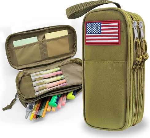 Tactica Pencil Case for Boys,Large Boys Pencil Pouch with Zipper Compartments, Big Capacity Pencil Box Pen Bag Organizer for School College Office Kids Teen Boy Men Adult in Kuwait