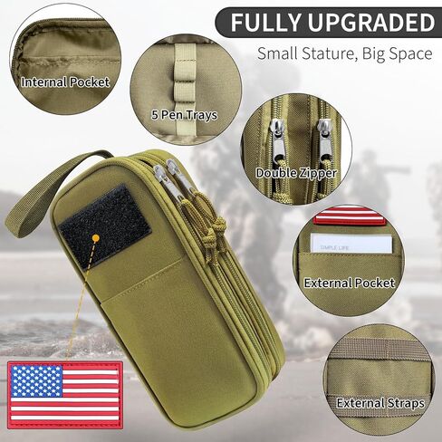 Tactica Pencil Case for Boys,Large Boys Pencil Pouch with Zipper Compartments, Big Capacity Pencil Box Pen Bag Organizer for School College Office Kids Teen Boy Men Adult in Kuwait