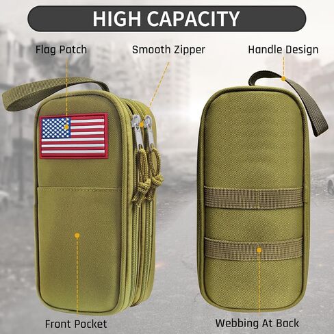 Tactica Pencil Case for Boys,Large Boys Pencil Pouch with Zipper Compartments, Big Capacity Pencil Box Pen Bag Organizer for School College Office Kids Teen Boy Men Adult in Kuwait