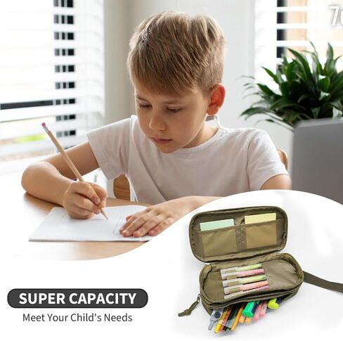 Tactica Pencil Case for Boys,Large Boys Pencil Pouch with Zipper Compartments, Big Capacity Pencil Box Pen Bag Organizer for School College Office Kids Teen Boy Men Adult in Kuwait