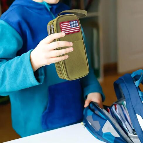 Tactica Pencil Case for Boys,Large Boys Pencil Pouch with Zipper Compartments, Big Capacity Pencil Box Pen Bag Organizer for School College Office Kids Teen Boy Men Adult in Kuwait