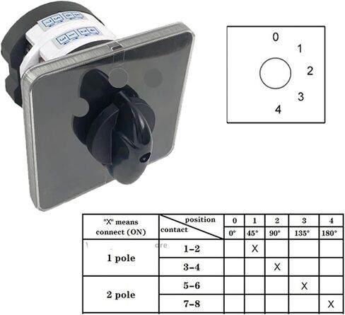 50A 2 POLES 8 Terminals Rotary Cam Switch Universal Showver Select interruptor Positional Operationals ymz12-50/2 (0-1) in Saudi Arabia