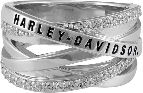Harley-Davidson Women's Twisted Bling H-D Crystal Band Ring-Sterling Silver in Saudi Arabia
